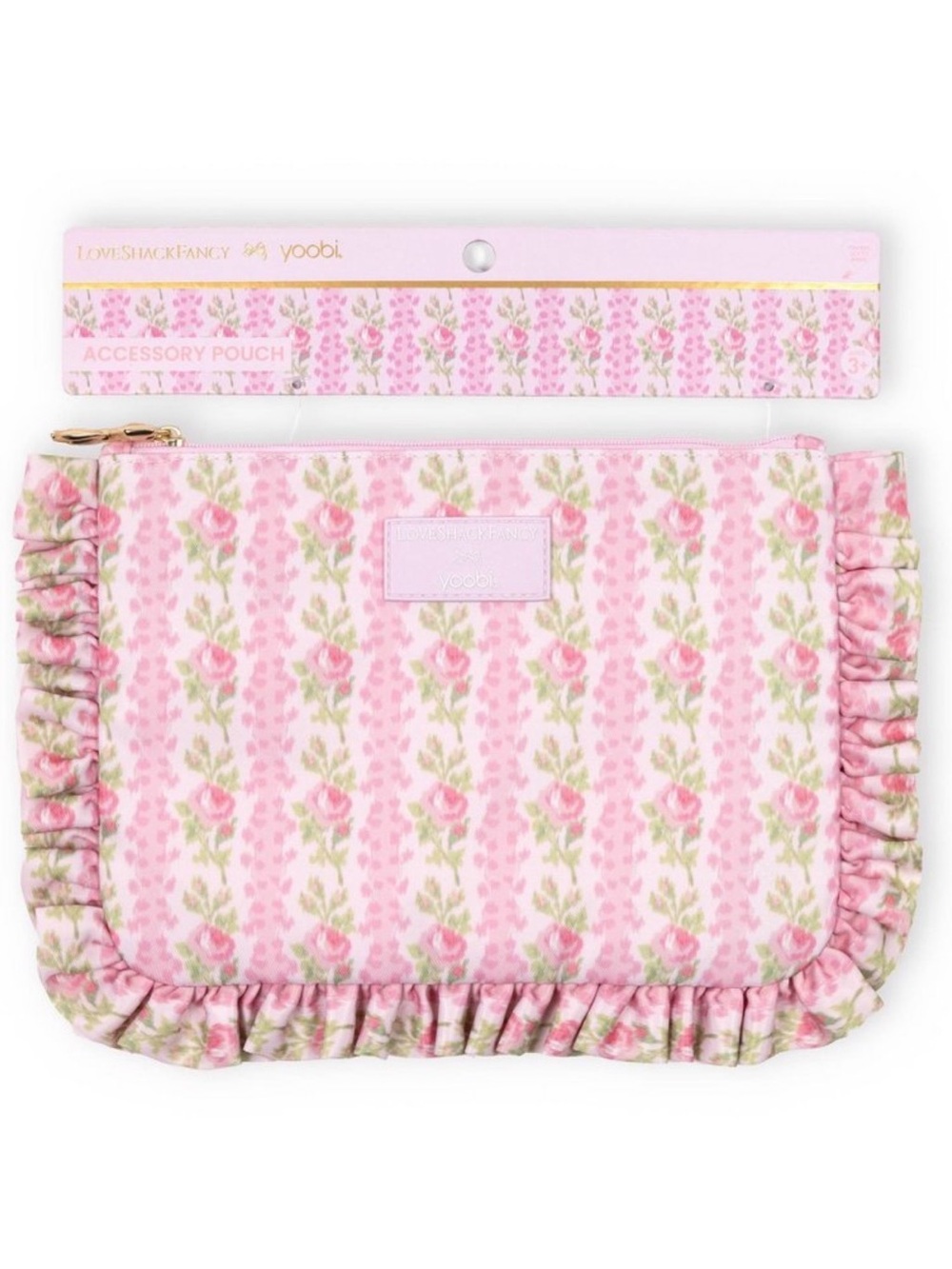 Love shack fancy target Yoobi Pink Floral Ruffle Accessory Pouch